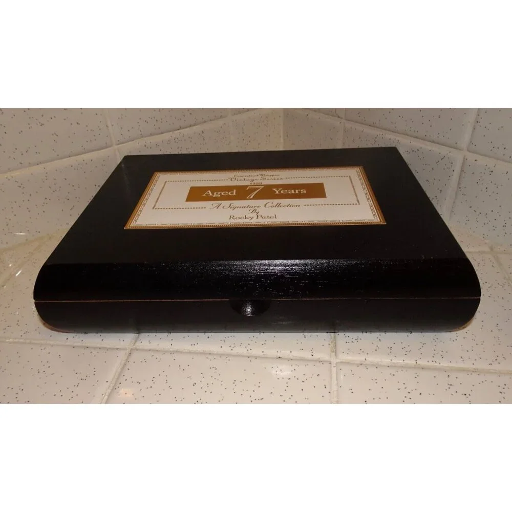 Vintage Rocky Patel Black Wood Cigar Box trinket box stash box jewelry box